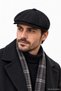 Men's Cashmere Cap Black 8-Piece Winter British Model Newsboy Hat Cap - 3