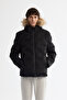 Men's Black Hooded 100% Goose down Water Repellent Windproof Comfort Fit Puffer Jacket A42Y6010
