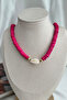 Pink Color Sea Shell Colorful Bead Necklace (45cm) - 4