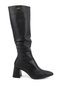 Women's Black Zippered Thick Heeled Boots