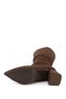 Women's Brown Suede Zippered Thick Heeled Boots - 7