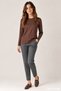 Women's Crew Neck Viscose Lycra Long Sleeve T-Shirt-brown - 7