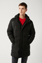 Men's Black Hooded Goose down Filled Water Repellent Fabric Coat A32Y6044 - 3