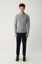 Men's Gray Zippered Wool Striped Knitwear Sweater A32Y5094 - 6