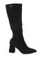 Women's Black Suede Zippered Thick Heeled Boots