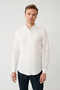 Men's White Bottomed Britli Collar Easy Wrinkle-Free Ironable Regular Fit Shirt A41Y2060