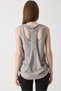 Gray Skin-Friendly Stretch Fabric Zero-Sleeve Crew Neck Cross-Back Design Athlete T-Shirt - 4