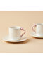 Porcelain Set of 2 Pearlescent Bow Coffee Cups - 2