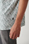 Men's Khaki 100% Viscose Apaj Collar Printed Viscose Short Sleeve Regular Fit Shirt A41Y2148 - 6