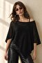 Women's Asymmetrical Draped Oversize Viscose Cape Knitwear Blouse Black