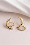 Gold Color Women's Earrings with Moon and Cloud Design