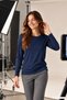 Women's Crew Neck Viscose Lycra Long Sleeve T-Shirt-navy blue - 4