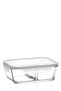 Fresco Glass Compartment Storage Container Single Medium Size 720 ml Rectangular White Lockable Lid - 2