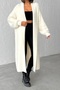 Women's Ecru Soft Textured Long Knit Cardigan - 4