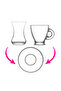 Sohbet Glass Cup Set 18 Pieces (6 Tea Cups, 6 Tea Saucers, 6 Glasses) - 3