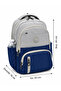 Grey-Navy Blue First School Bag Lunch and Pen Holder 3-Piece Set Unisex Children's Primary School Backpack 8010 - 3