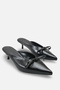 Gi̇na Women's Pointed Toe Short Heeled Slippers with Bow on the Front A006-4390 - 2