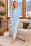 Turquoise Have a Soft Dream Patterned Luxury Thermal Women's Pajamas Set - 2
