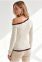 Women's Beige Drape Detailed Boat Neck Asymmetrical Blouse Blz-19003466 - 5