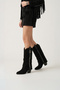Jung Black Suede Leather Women's Western Boots - 6