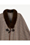 Fur Collared Patterned Poncho - 2