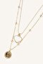 Women's Two-Layer Necklace with Heart and Medallion Detail I3064AXNS - 4