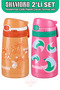 Set of 2 Steel Thermos with Straw 350ml -6 Hours Heat Insulation-