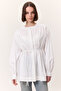 Gathered Detail Wide Shirt Ecru - 3