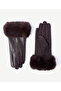 Leather Look Gloves with Fur Detail - 2