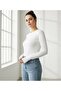 White Finger Detailed Slim Fit Cotton Fabric Bodysuit Hzlrbndet01Body - 2