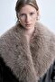 Oversized Faux Fur Collar Double-Breasted Faux Leather Coat H8566Ax26Wn - 4