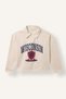 Relaxed Fit Polo Collar College Printed Soft Fleece Inside Sweatshirt for Girls I4900A826Au - 7