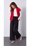 Women's red square neck knit shawl 32040 - 7