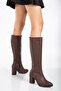 Valery Heeled Leather Boots Tan - 2