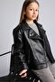 Water Repellent Waterproof Zippered Faux Leather Jacket Coat Girl Child C4976A824Au