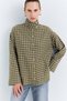 100% Cotton Regular Fit High-Neck Plaid Flannel Long Sleeve Tunic I3560AX26WN