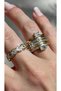 Gold Zircon Stone Rainbow Adjustable Ring