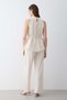 Women's Natural Halter Neck Belt Detailed Blouse and Pants Set - 5
