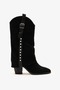 Jung Black Suede Leather Women's Western Boots