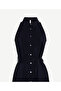 Slim Fit Shirt Collar Sleeveless Dress - 6