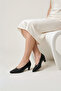 Andros Black Leather Kitten Heel Shoes - 6