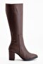 Valery Heeled Leather Boots Tan - 5