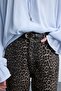 100% Cotton Leopard Patterned Straight Fit Pocketed Regular Waist Long Gabardine Trousers I8221Ax26Wn - 5