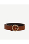 Leather Belt with Buckle and Braided Detail