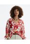 V-Neck Cuff Tie Blouse