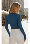 Petrol Blue Darkalıp Slimfit Cotton Long Sleeve Crew Neck Finger Detail Body Long Sleeve Ribbed Body - 3