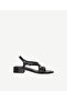 Leather Sandals with Crossed Straps and Stitching Detail