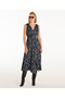 Belt Detailed Sleeveless Double Breasted Midi Length Dress