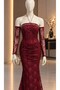Burgundy Lace and Pearls Evening Dress 583401 - 2