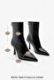 Women's Heeled Boots Pointed Toe Goblet Heel Back Zipper Casual Classic Boots Monos Black Croco - 8